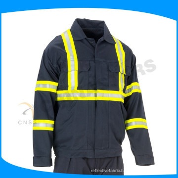 china 100% cotton drill navy blue reflective jacket with FR tape